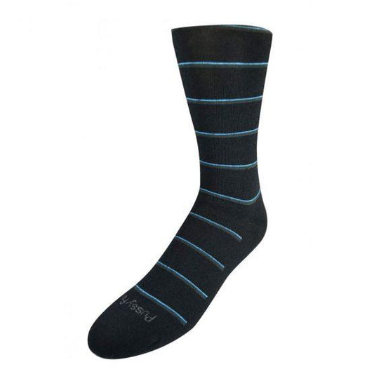 Pussyfoot Non Tight Striped Merino Wool Socks Mens Black