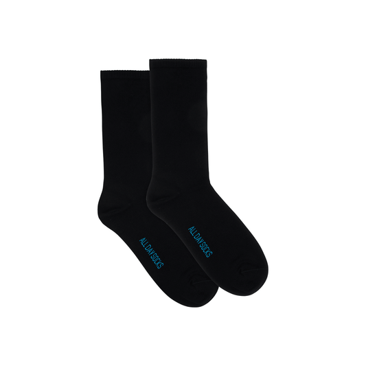 All Day Socks Men's Fine Crew Black 2pk