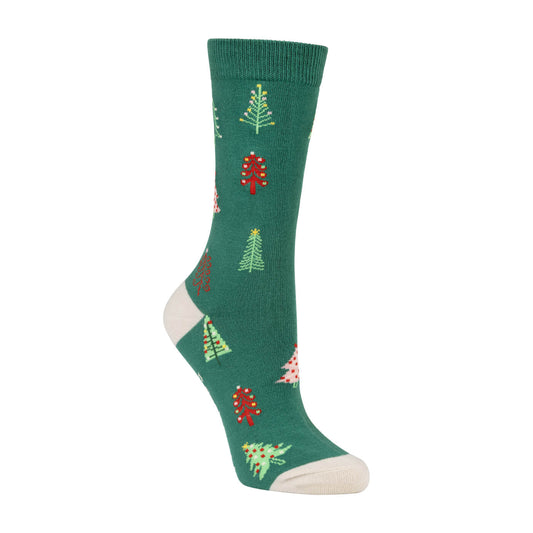 Womens dainty jolly trees bamboo sock