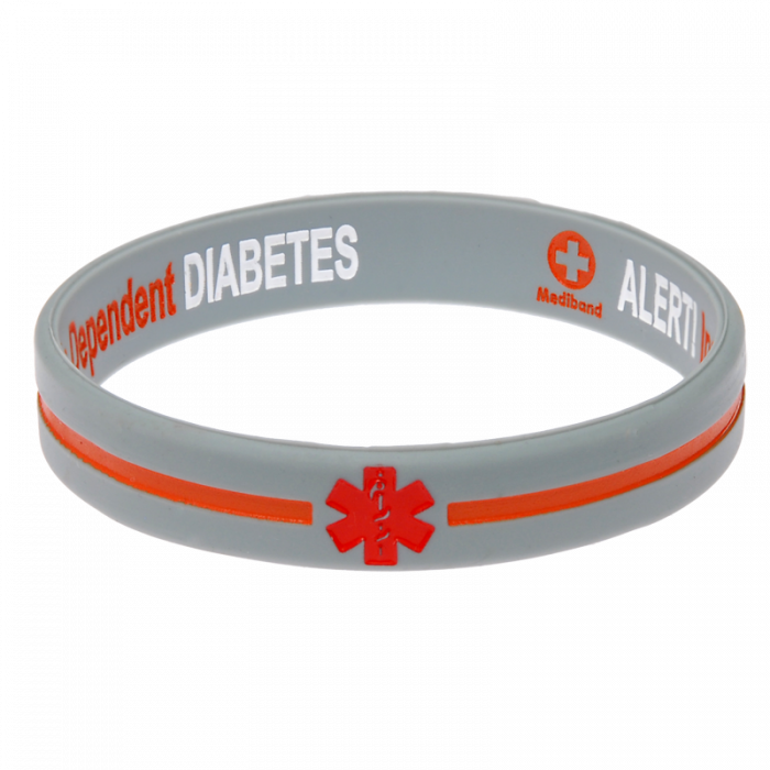 Mediband Insulin Dependant Reverse Wristband Silver