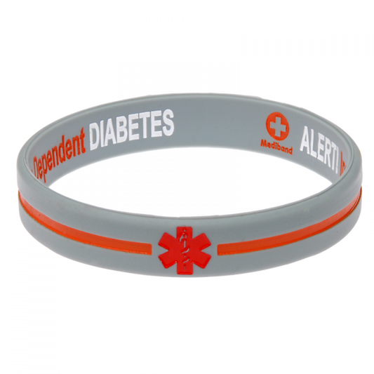Mediband Insulin Dependant Reverse Wristband Silver