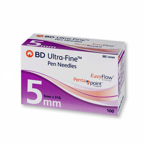 BD Ultra-Fine Pen Needle 31G 5mm 100pk|BD Ultra-Fine Pen Needle With 5-Bevel Technology|